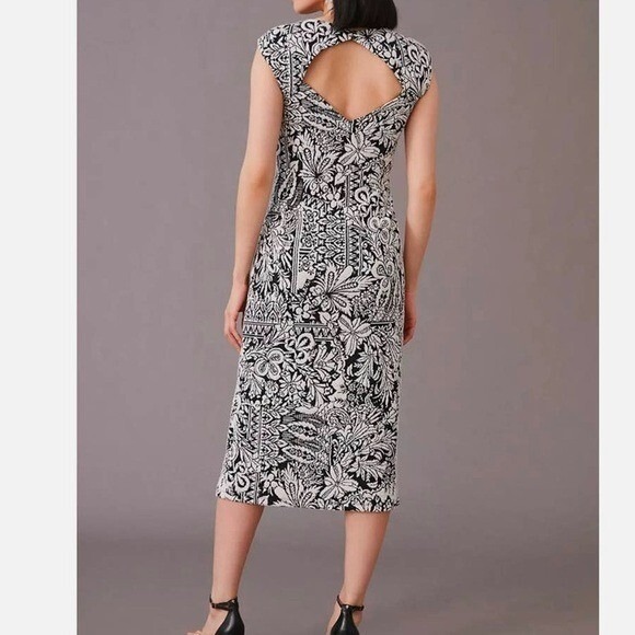 Anthropologie Women's Size Large Jacquard Cut-Out Midi Dress - Picture 2 of 11